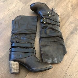 Diba Brown Knee High Heeled Boots 8.5